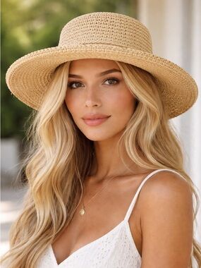 Scala Twisted Raffia Straw Bow Boater Hat